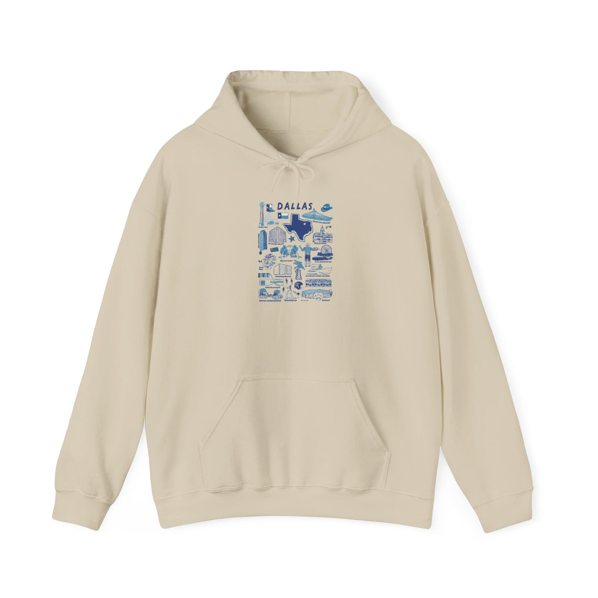 Dallas City Landmarks Graphic Unisex Hoodie